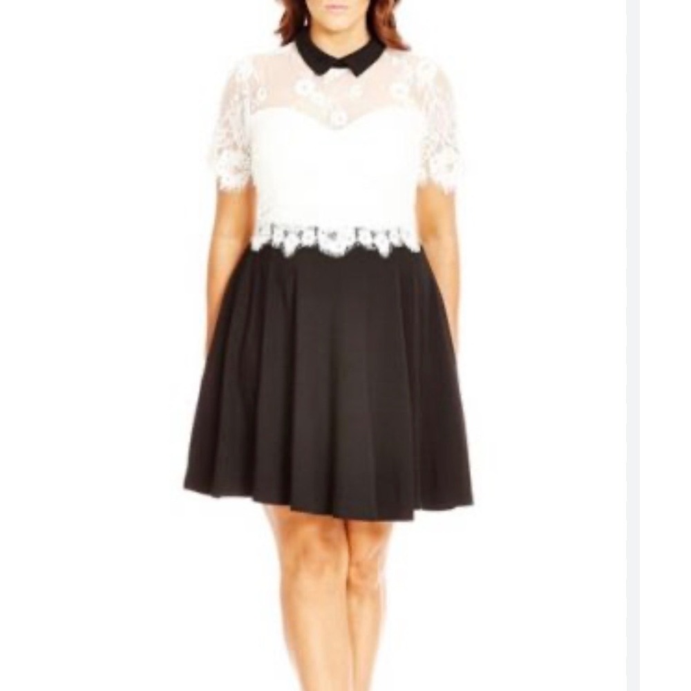 Dark Academia Lace Fit Flare Dress City Chic Peter Pan Collar Gothic Preppy 16